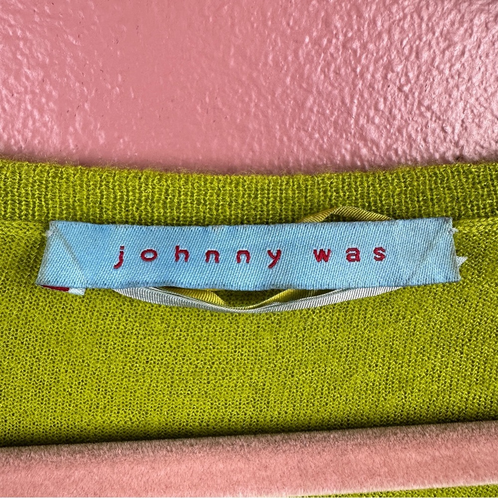 Johnny Was 100% tissue cashmere cardigan in apple green size medium - Picture 4 of 7